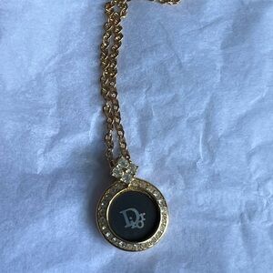 Christian Dior Gold and Black Pendant Necklace